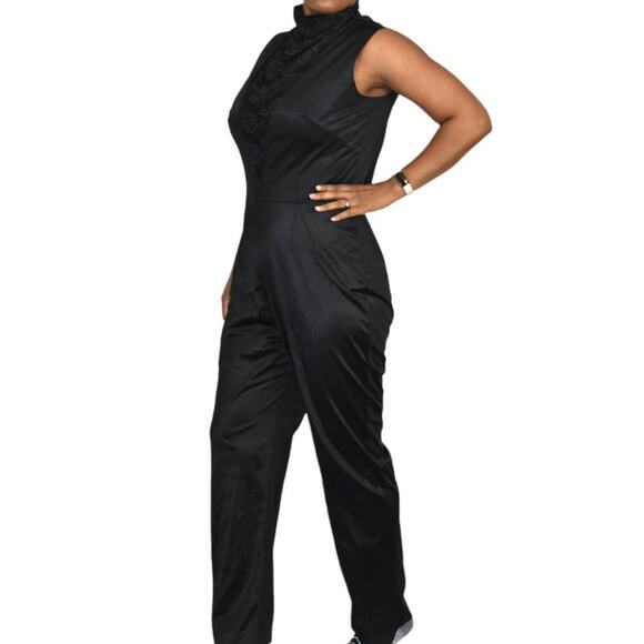 Vintage Jer Marai Jumpsuit Black Lingerie Nylon 60s Lace Loungewear Size Medium - Picture 7 of 16